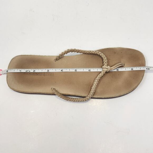 Abercrombie and Fitch Tan Braided Leather Thong Sandal Women Size 10 Flats Y2K - Picture 7 of 9